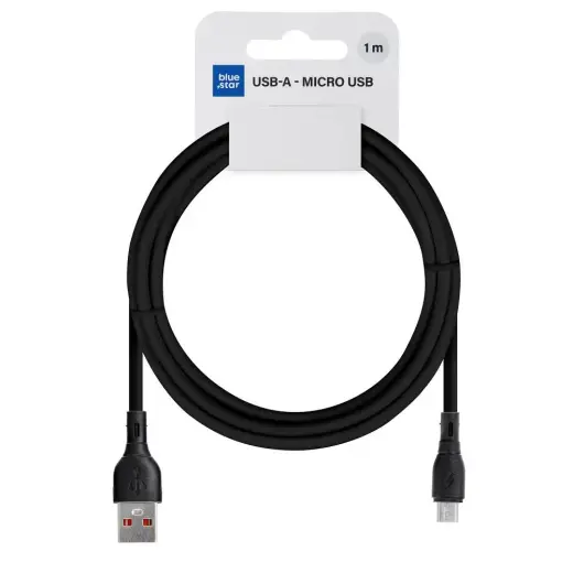 Blue Star PJ68-23-2 andmeedastus- ja laadimiskaabel | USB-A kuni Micro USB | 10W | 1m | must