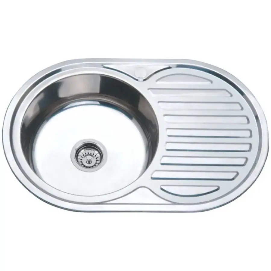 AB Kitchen sink 770X500X0.8MM with countertop, left, satin, with siphon