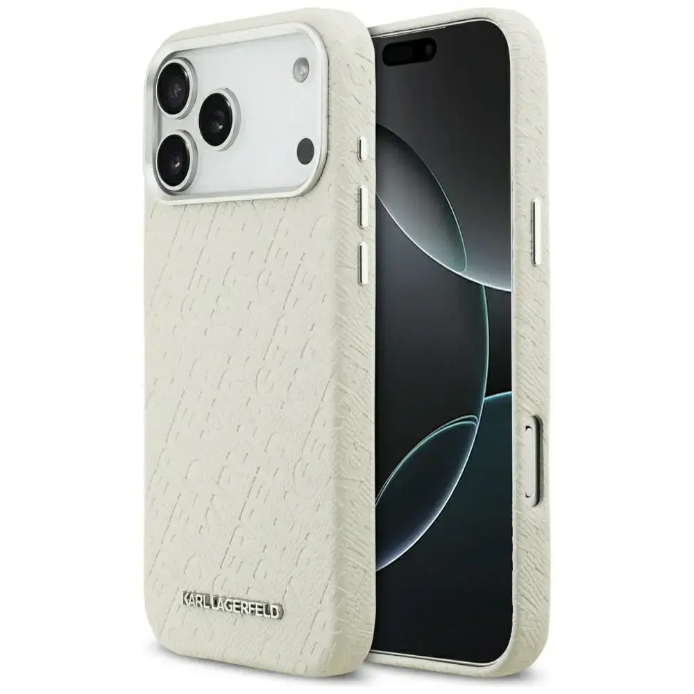 Karl Lagerfeld FW Stamped Karl MagSafe Case for iPhone 17 Pro Max Beige