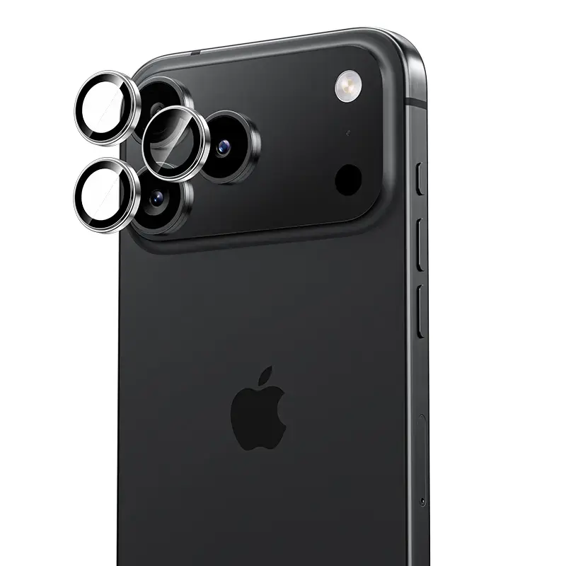 Benks Tempered glass Glass Warrior Metal Lens Protector on camera for Iphone 17 Pro|17 Pro Max (lens 3 pieces) black