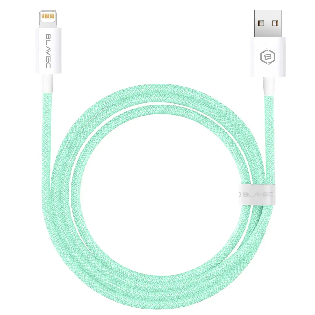 Blavec Candy data transfer and charging cable | USB-A to Lightning | 12W | 3m | green