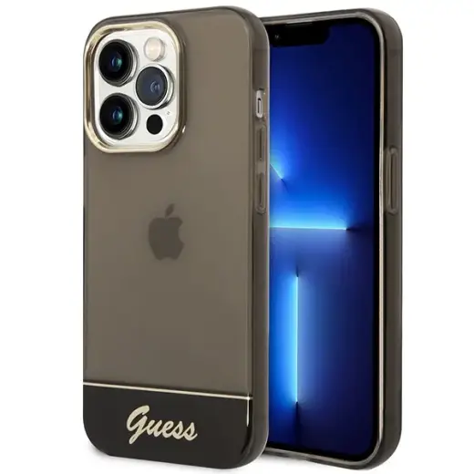 Guess PC|TPU Camera Outline Translucent Case for iPhone 14 Pro Max Black
