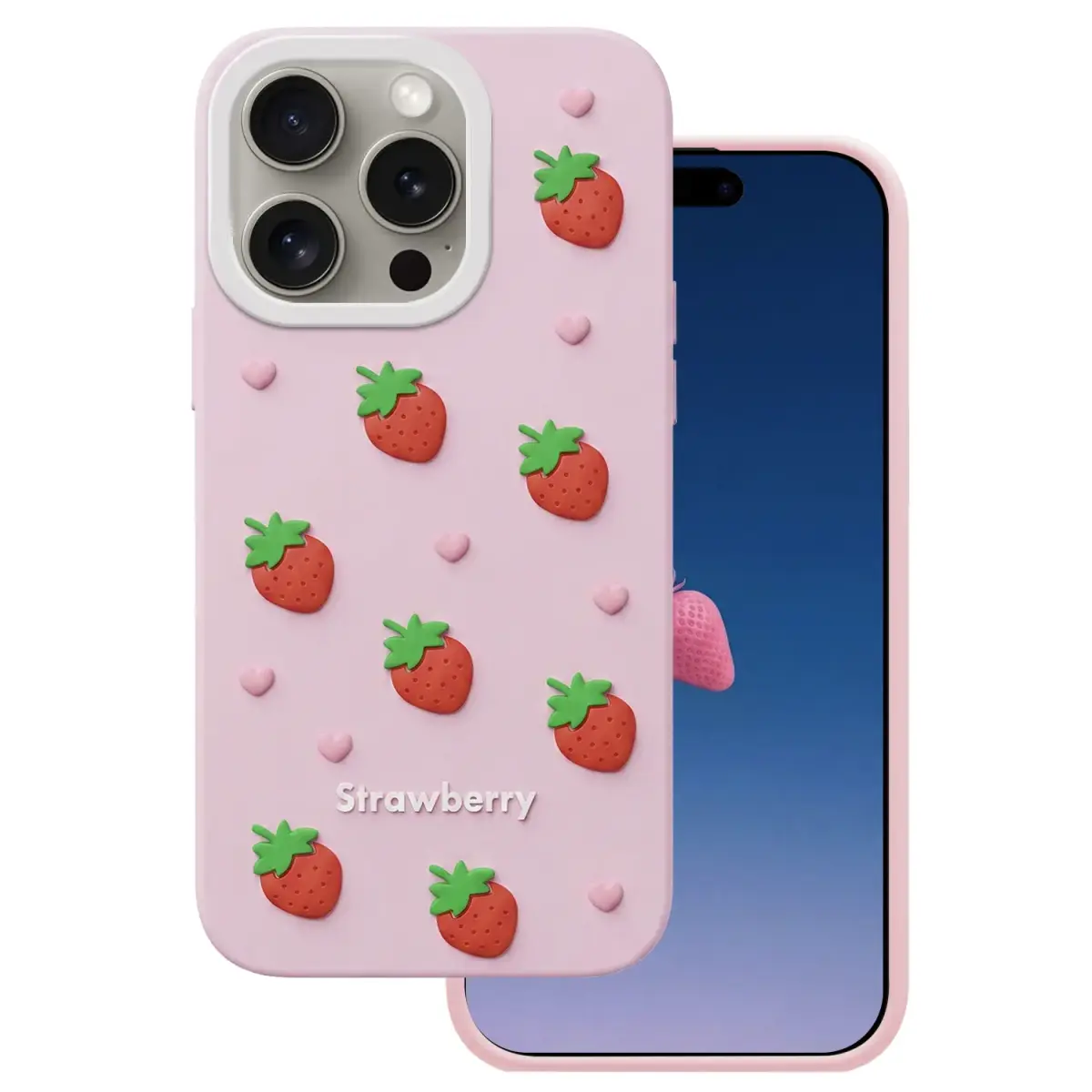 Strawberry maciņš telefonam iPhone 14 Pro | iPhone 15 Pro rozā
