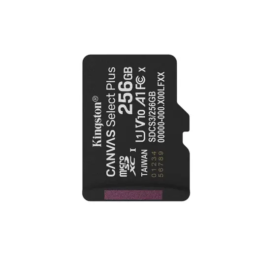 Kingston memory card 256GB micSDXC Canvas Select Plus Gen3 150R A1 Single Pack w/o ADP