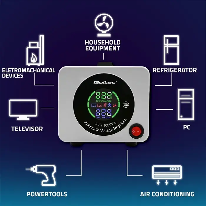 Qoltec Automatic Voltage Stabilizer AVR 1000VA