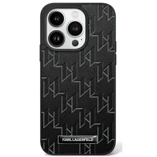Karl Lagerfeld case for iPhone 16 Pro Max 6,9" KLHMP16XPKHPORPK black Hard Leather Monogram Metal Logo MagSafe