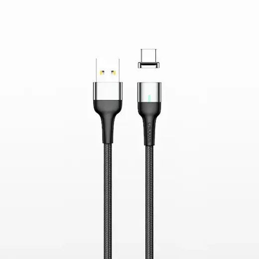 USAMS Kabel magnetyczny U28 lightning 2.4A Fast Charge 1m pleciony szary|grey SJ326USB03 (US-SJ326)