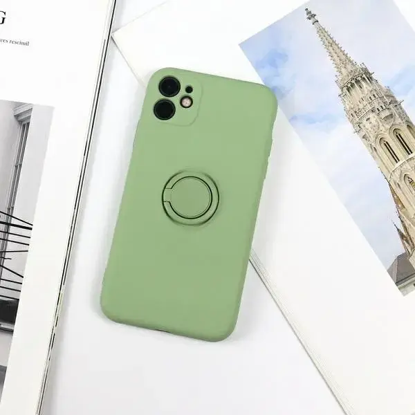 Beline Silicone Ring maciņš ar statīvu telefonam iPhone 12 Pro Max zaļš