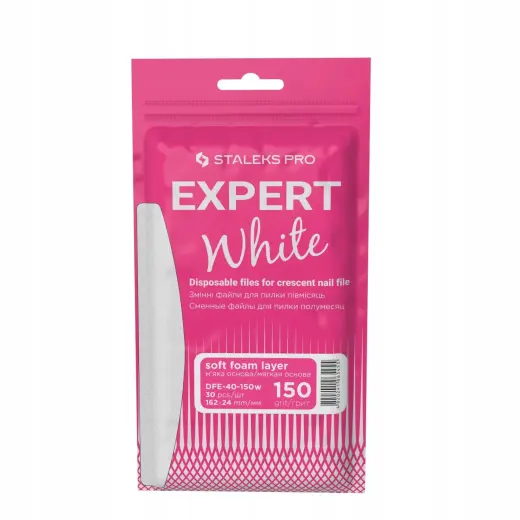 White Disposable Files for Crescent Nail File (soft Base) EXPERT 40 (30 Pcs) -DFE-40