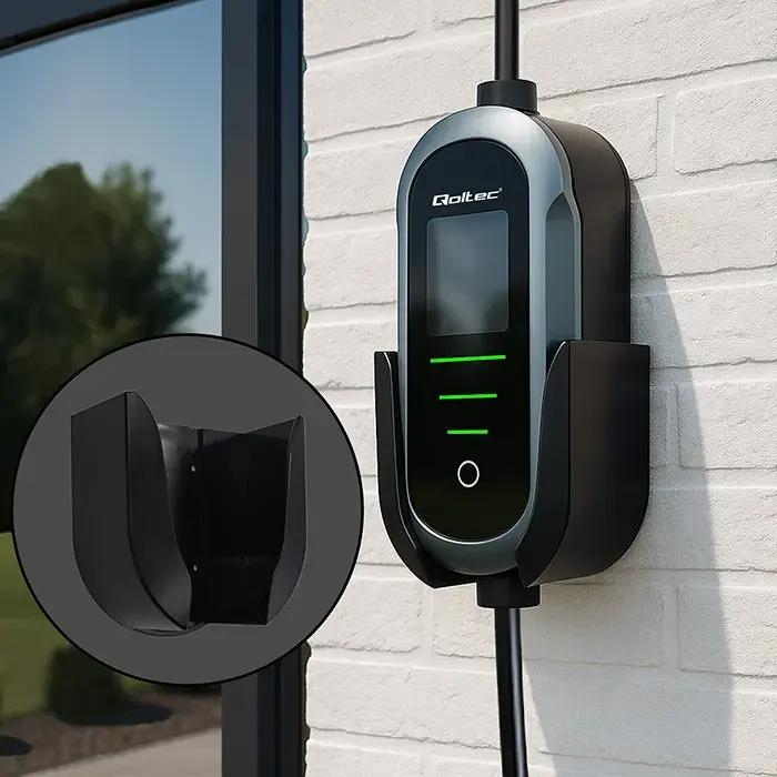 Qoltec Mobile EV Electric Car Charger with 2-in-1 Type 2 Adjustment | 11kW | 400V | CEE 32A | Wifi | TUYA | SMART LIFE | LCD | Portable | 5m