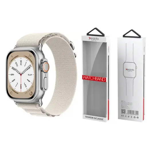 YESIDO WB24 APPLE WATCH SPORT STRAP LOOP 42/44/45 NUDE