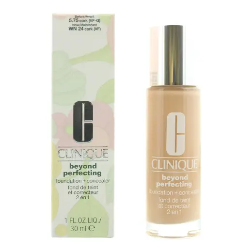 Clinique, Beyond Perfecting, Full Coverage, Natural Finish, Liquid Foundation & Concealer 2-In-1, 575, Cork, 30 ml