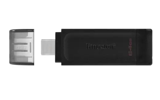 Kingston mälupulk 64GB USB-C DT70 must