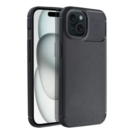 Carbon Premium telefono dėklas iPhone 15 juodas