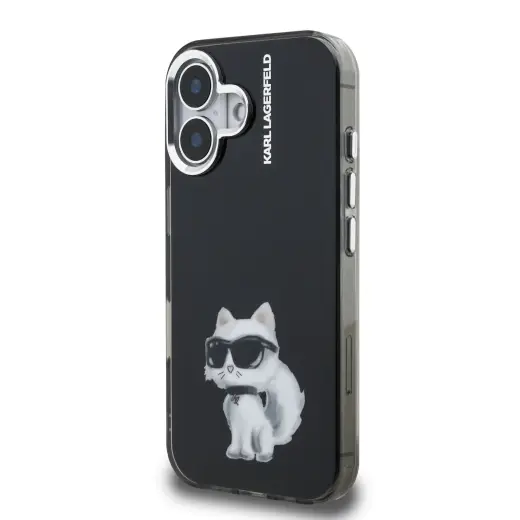 Karl Lagerfeld IML Aquarelle Choupette Case for iPhone 16 Black