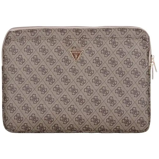 Bag Guess Sleeve 14" 4G Zipper Pocket  Triangle Logo brown