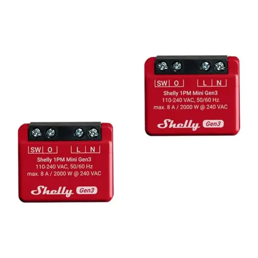 Shelly 1PM Mini Gen3 Set of 2 Controllers, WiFi/Bluetooth