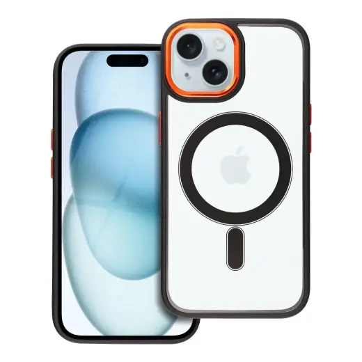 Color Edge Mag telefono dėklas su MagSafe palaikymu iPhone 15 juodas auksinis