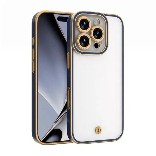 Silky Gold phone case for iPhone 16 blue