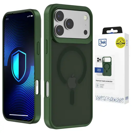 3mk Smoke MagCase чехол с поддержкой MagSafe для телефона iPhone 17 Pro зелёный