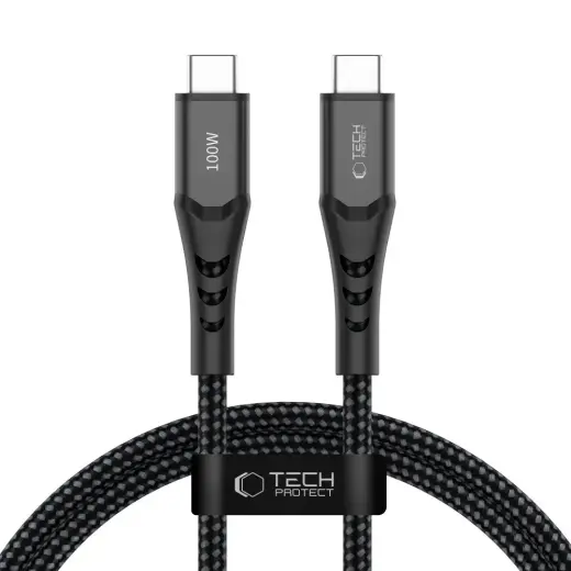 Tech-Protect Ultraboost UB11T duomenų perdavimo ir įkrovimo laidas | USB-C į USB-C | PD, QC 3.0 | 100W | 1m | juodas