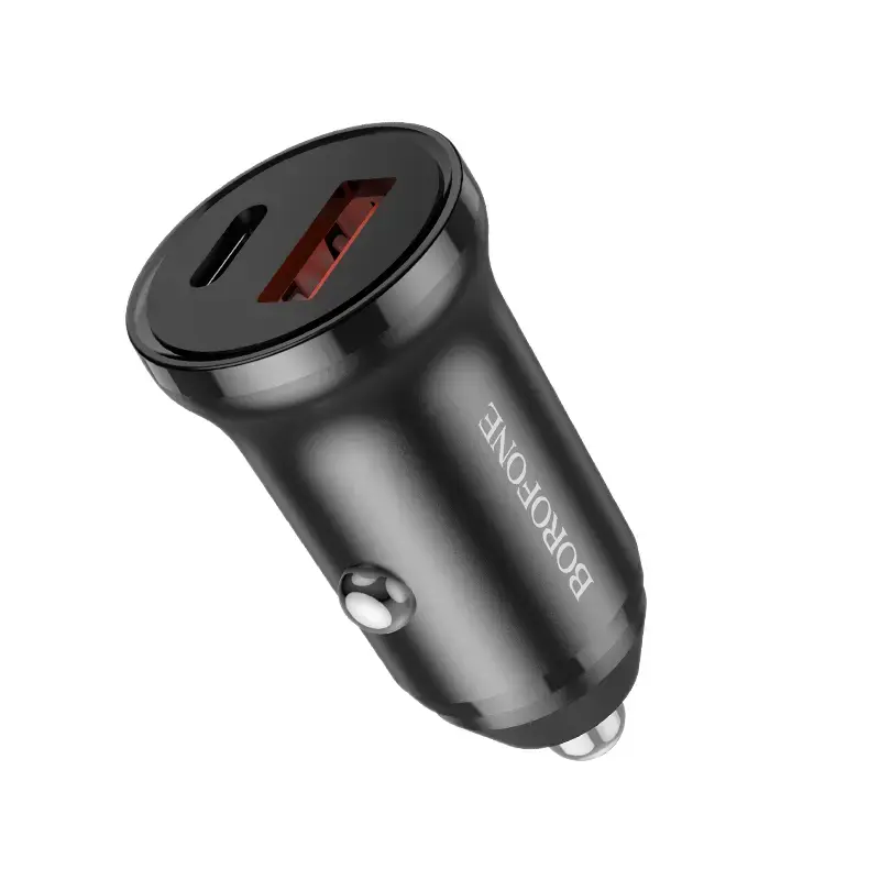 Borofone Car charger BZ18A - USB + Type C - PD 20W QC 3.0 18W black