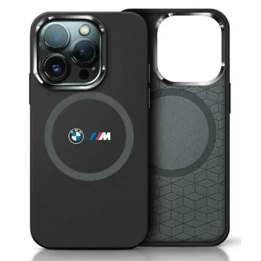 BMW BMHMP16S23SROK iPhone 16 6.1"         czarny|black hardcase M Silicone Printed Ring MagSafe