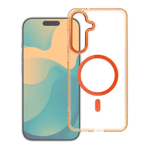 FRAME CLEAR HYBRID MAG telefono dėklas su MagSafe palaikymu Samsung Galaxy A37 (A376) oranžinis