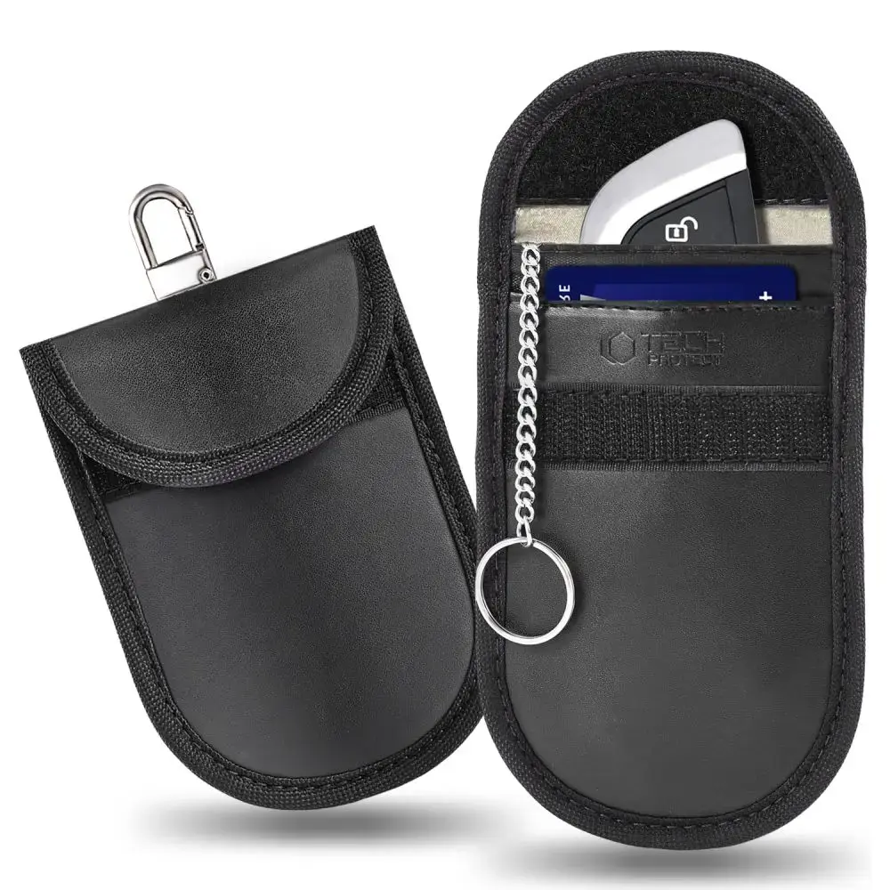KLATKA FARADAYA TECH-PROTECT KLR100 POUCH KEYLESS RFID SIGNAL BLOCKER CASE BLACK/BLACK