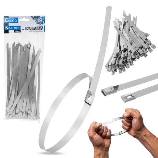 Stainless steel cable ties 7.9x200 mm, 100 pcs