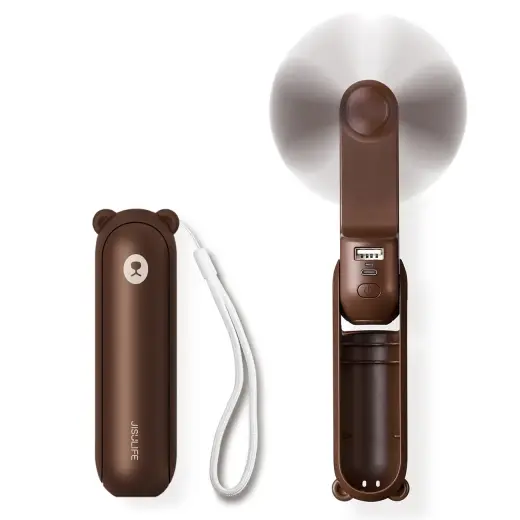 Jisulife Handheld Fan Life8 Plus Portable USB Fan with Power Bank and Flashlight - Brown