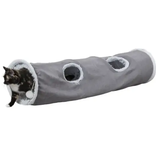 Spēlēšanas tunelis kaķiem : Trixie Harvey playing tunnel, plush, ø 27 × 116 cm, grey