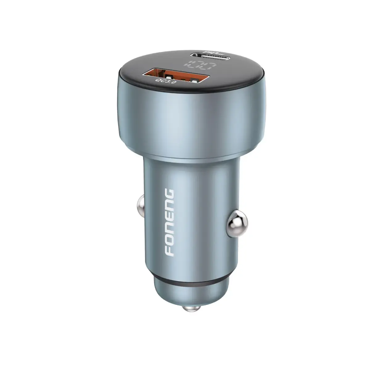 Foneng car charger | 48W | PD, QC, PPS | USB-C, USB-A, cigarette lighter socket | grey