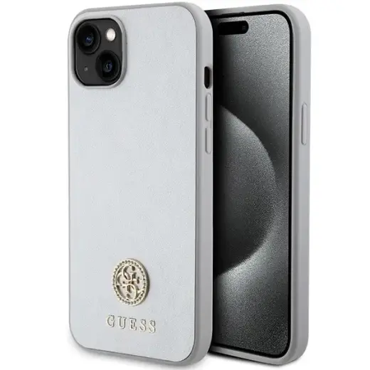 Guess GUHCP15SPS4DGPS iPhone 15 6.1" silver|silver hardcase Strass Metal Logo