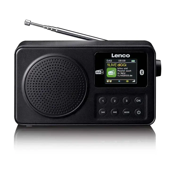 Lenco Pārnēsājams DAB+/FM radio ar Bluetooth® un uzlādējamu akumulatoru - melns