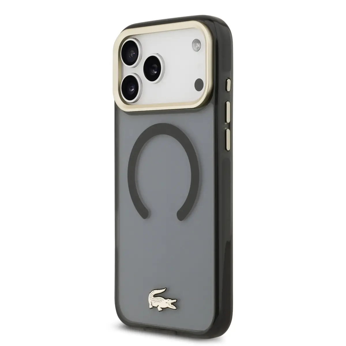 Lacoste PC|TPU Frosted Finish Gold Logo MagSafe Case for iPhone 17 Pro Max Black