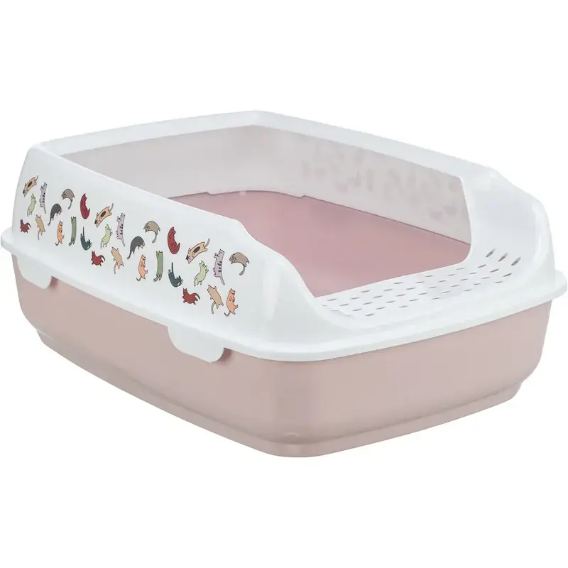Trixie Cat litter box - Delio cat litter tray, with rim, printed, 38 × 20 × 50 cm, light lilac