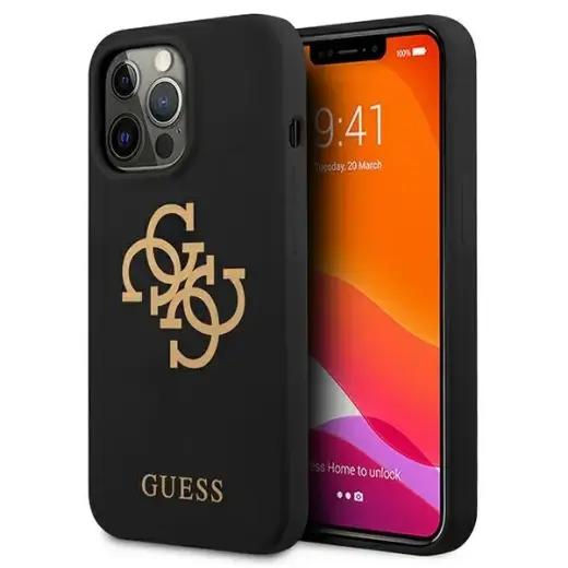 Guess GUHCP13LLS4GGBK iPhone 13 Pro | 13 6,1" czarny|black hard case Silicone 4G Logo