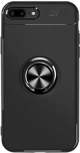 Fusion Focus Ring Back Case Silikona Aizsargapvalks ar Magnetu Priekš Apple iPhone 7 | 8 | SE 2020 Melns