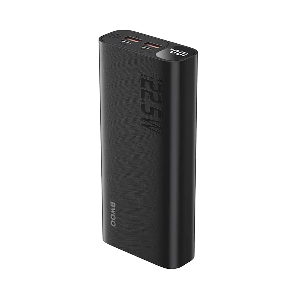 BWOO ārējais akumulators (powerbank) | 20 000 mAh | 22.5W | USB-A, USB-C | LED ekrāns | melns