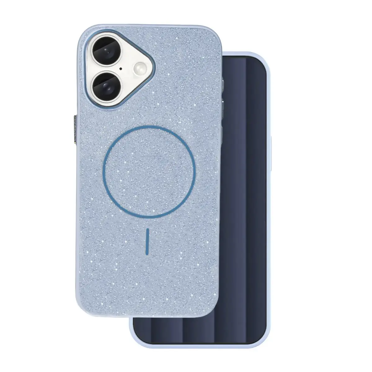 Glitter Thin Mag phone case with MagSafe support for iPhone 16 blue
