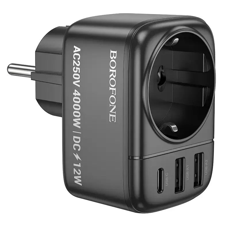 Borofone BAC14 Wide reisilaadija | 12W | USB-A, USB-C | must