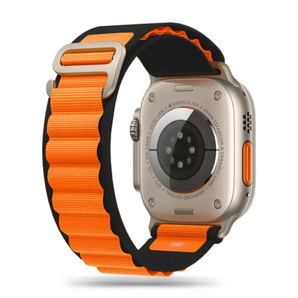 Tech-Protect Nylon Pro Strap for Apple Watch 4 | 5 | 6 | 7 | 8 | 9 | SE | Ultra 1 | 2 (42|44|45|49 mm) - Black & Orange