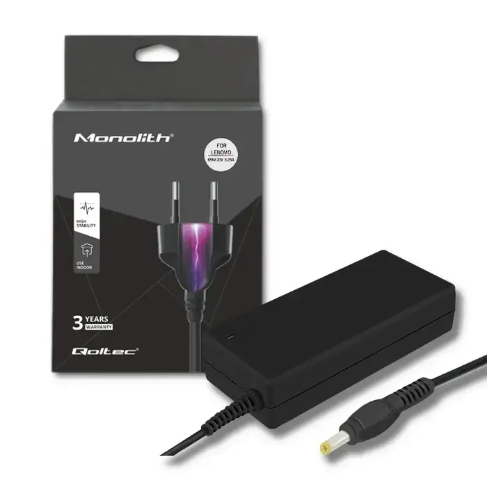 Qoltec Power adapter for laptop Lenovo 65W | 20V | 3.25A | 4.0*1.7 | +power cable