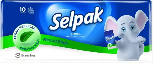 Paper handkerchiefs SELPAK Menthol, 4-ply, 10pcs