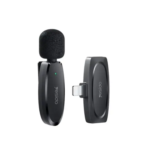 YESIDO MICROPHONE MEMS WITH CLIP KR12 LIGHTNING WIRELESS 2,4GHz, BLACK