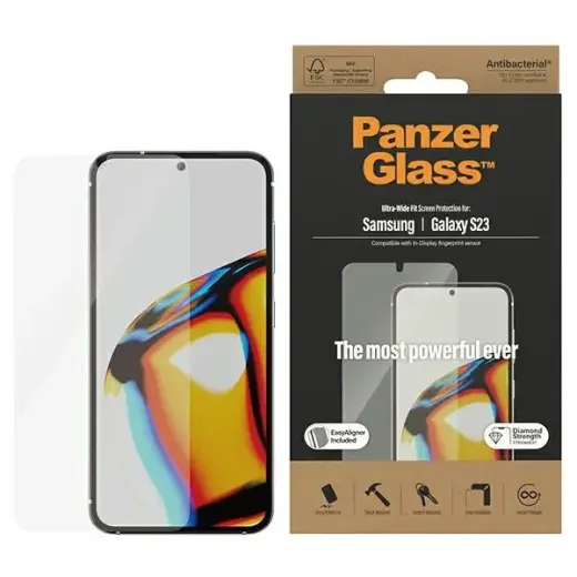 PanzerGlass Ultra-Wide fit tempered glass for phone Samsung Galaxy S23