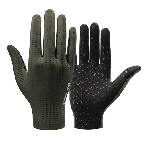 Rockbros Breathable Full Finger Cycling Gloves, Size: M - Green