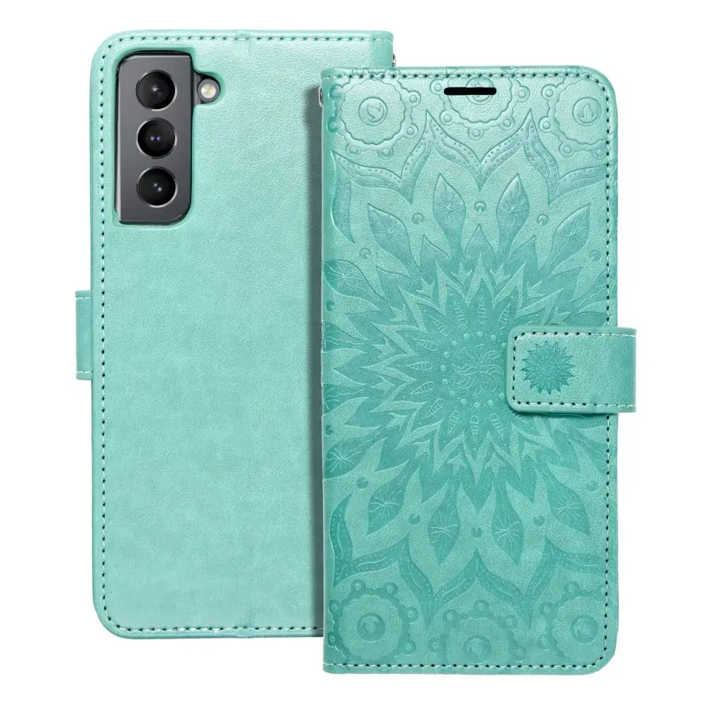 MEZZO mandala grāmatveida maciņš telefonam Samsung Galaxy S21 (G991) zaļš