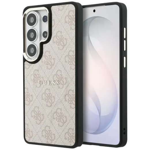 Guess 4G Embossed чехол с подставкой и поддержкой MagSafe для телефона Samsung Galaxy S26 Ultra (S948) розовый